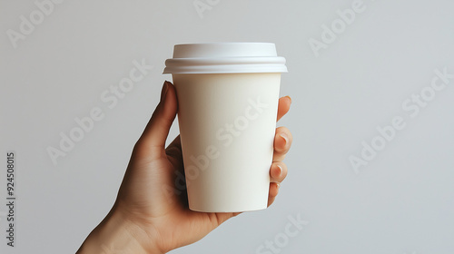 Hand holding white mock up ...