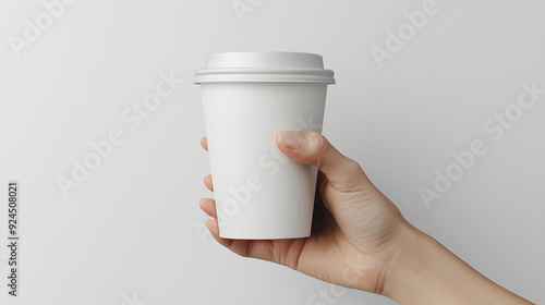 Hand holding white mock up ...