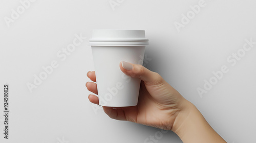 Hand holding white mock up ...