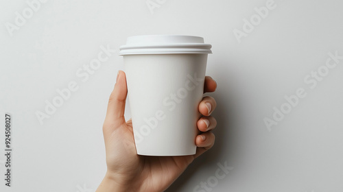 Hand holding white mock up ...