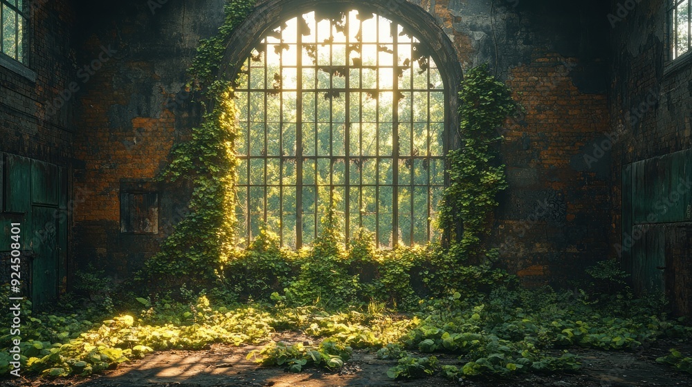 Obraz premium Nature Reclaiming Abandoned Building
