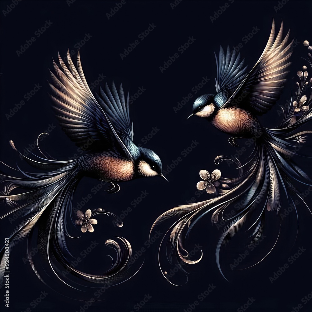Obraz premium paintings of birds swinging their wings as if dancing joyfully