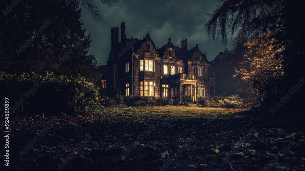 Mysterious Manor House in the Night. Mysterious Manor House in the Night.