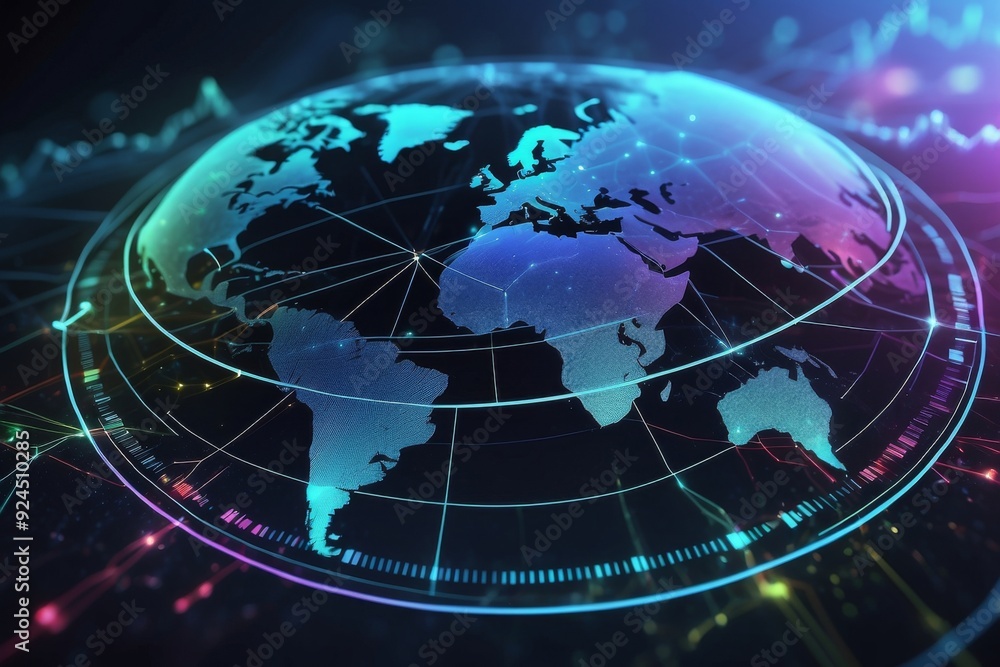 A digital representation of Earth with network connections A digital representation of Earth with network connections