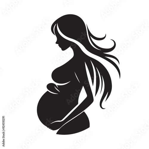 silhouette a pregnant women black and white art
