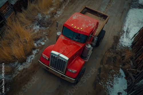 Big truck aerial view