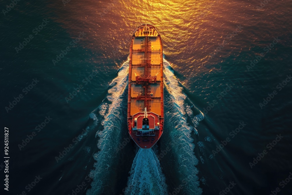 A large boat sailing across a calm lake or sea, ideal for outdoor adventure and travel imagery A large boat sailing across a calm lake or sea, ideal for outdoor adventure and travel imagery