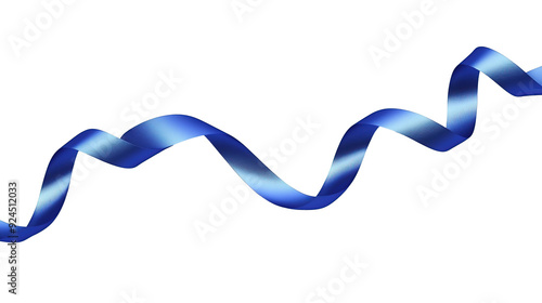 shiny satin blue ribbon element on isolated white background