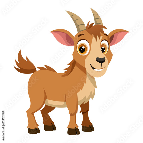 A happy cartoon goat vector illustration isolated on a white background