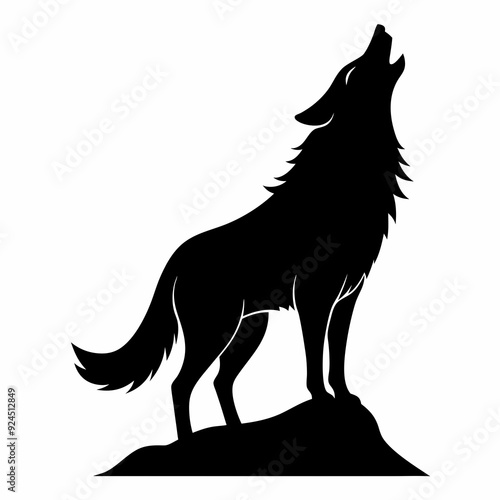 A silhouette of a Wolf howling vector illustration 