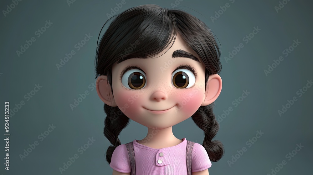 adorable 3D cartoon girl 6 years old adorable 3D cartoon girl 6 years old
