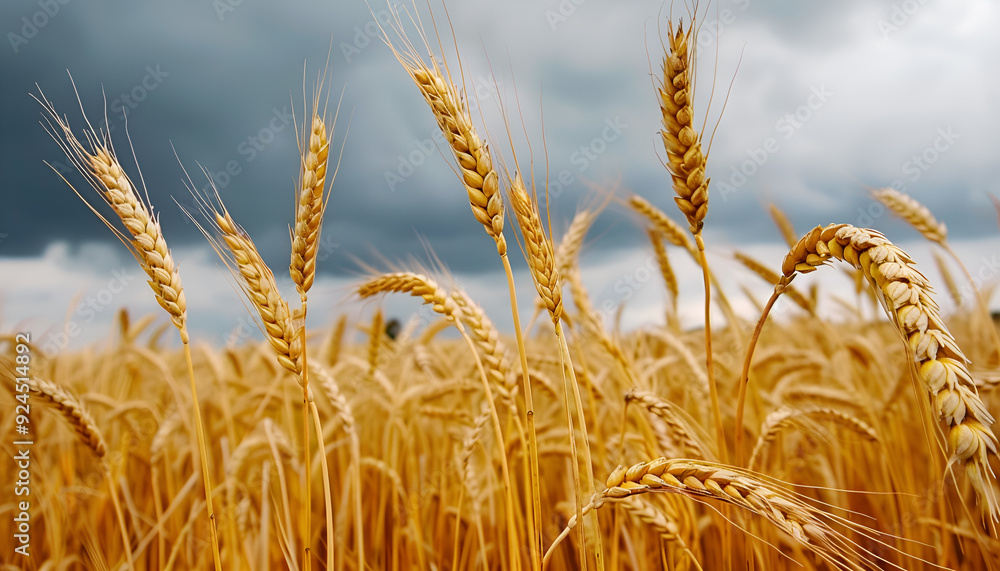 field of golden wheat sways gently in the wind, a dramatic sky above field of golden wheat sways gently in the wind, a dramatic sky above
