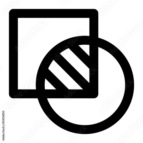 intersect, intersection, compound, merge, shapes, pathfinder, graphic design, visual design outline icon