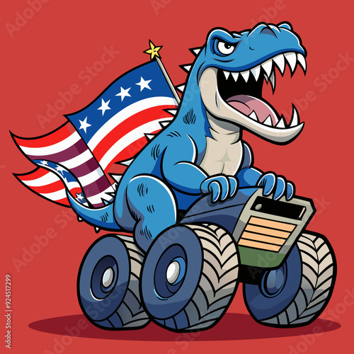 riding monster truck usa flag 4th of july vector illustration photo