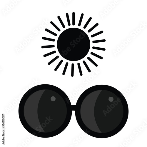 Pair of Sunglasses icon in grey scale isolated on white background.