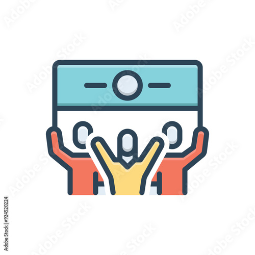 Color illustration icon for protest