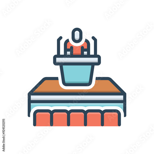 Color illustration icon for stage