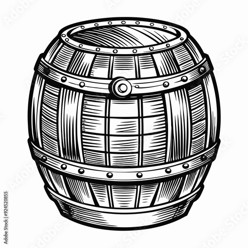 Vintage drawing barrel line art vector