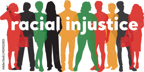 Silhouette group of men and women of diverse culture. Diversity multi-ethnic and multiracial people. Concept of racial equality and anti-racism. Multicultural society.
