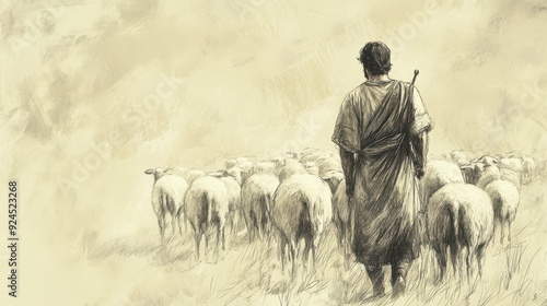 1 Samuel Biblical Illustration: David Anointed King, David Returns to Sheep, Contemplating Anointment and Future