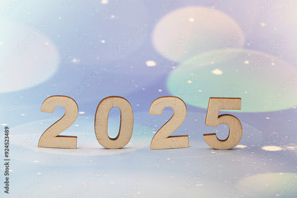 Wooden block 2025 text on table background. Wooden block 2025 text on table background.