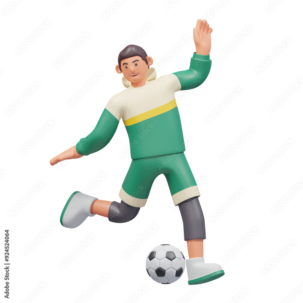 green playing soccer 3d illustration green playing soccer 3d illustration