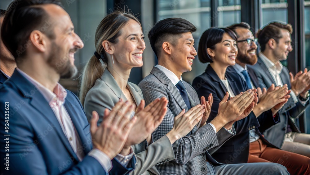 Obraz premium applause support and success with a business team.