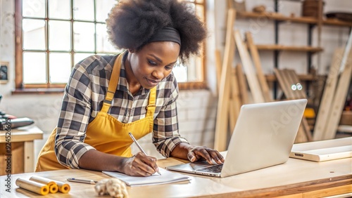 carpenter america black woman curly hair sketch