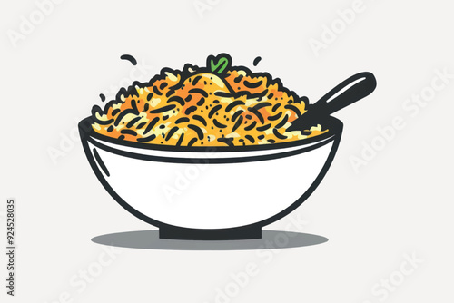 Delicious noodle bowl illustration.