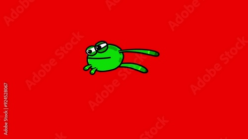 Isolated frog cartoon leaping in place outline redbox isolated. Good for any project for children about nature. photo