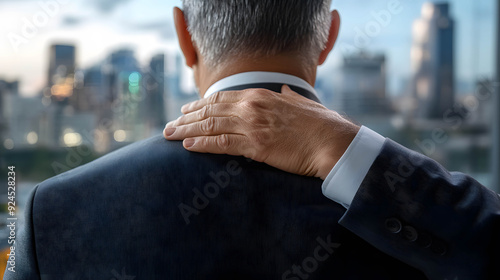 Comforting and empowering others, listening to others' opinions, forgiving mistakes, close up a hand place on the shoulder