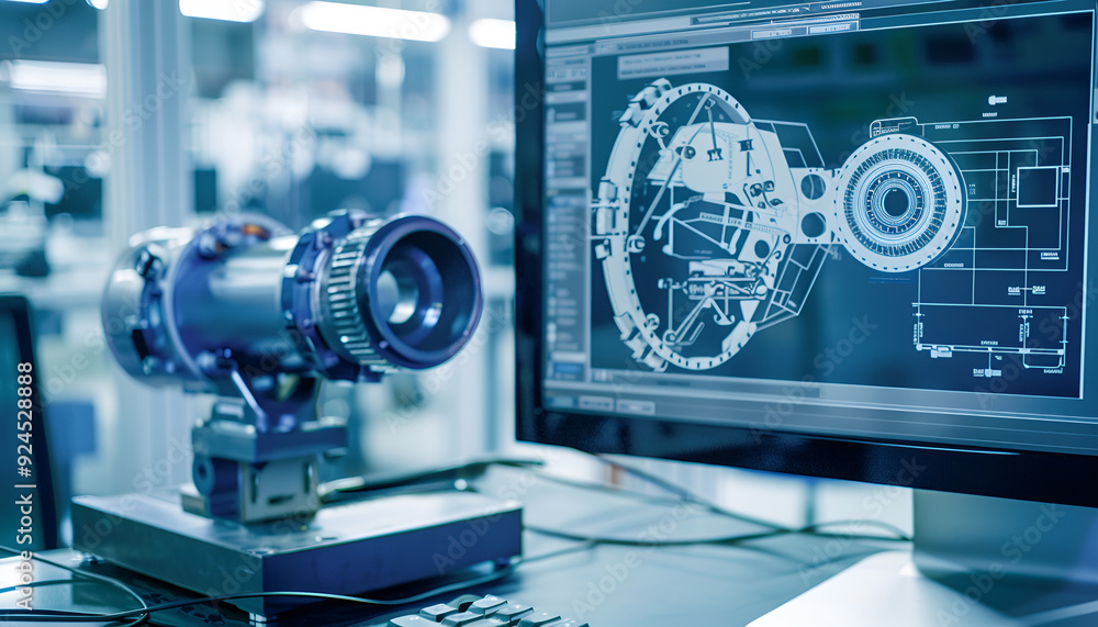 Fototapeta premium Engineering Designer : a mechanical engineering design software on a computer screen