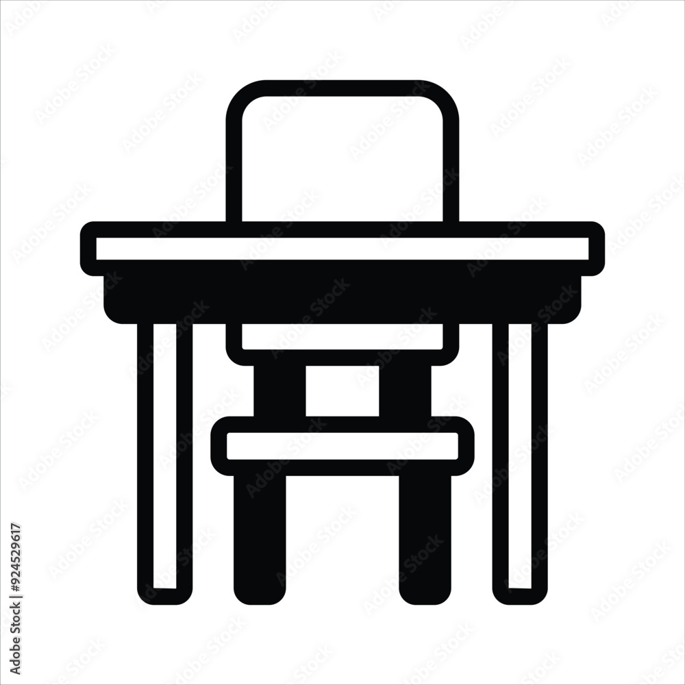 School table and chair icon design in modern style School table and chair icon design in modern style