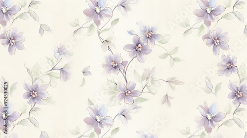 A seamless pattern with watercolor flowers, their soft pastel colors and delicate details creating an elegant composition on cream paper.seamless wallpaper, patterns, background, backdrop, wallpaper