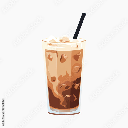 Refreshing iced coffee drink illustration