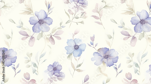 A seamless pattern with watercolor flowers, their soft pastel colors and delicate details creating an elegant composition on cream paper.seamless wallpaper, patterns, background, backdrop, wallpaper