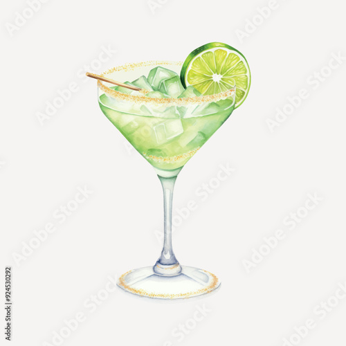 Refreshing lime margarita cocktail illustration
