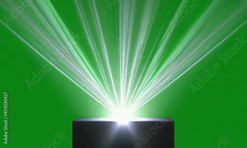 stage lights, 3d animation, green screen background