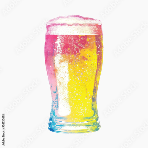 Colorful beer glass illustration