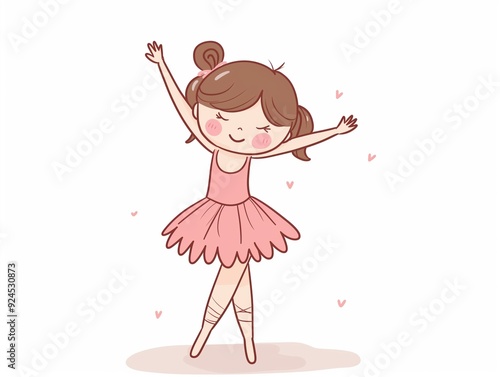 Child practicing ballet simple illustration. AI generated