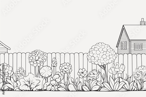 Flower backyard sketch drawing doodle.
