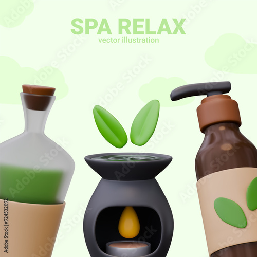 Vector poster for spa salon advertising. Relax with use of eco cosmetics