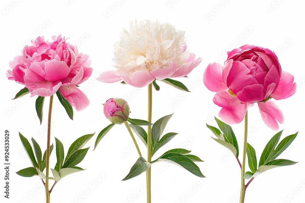A bouquet of three pink and white flowers arranged in a decorative vase A bouquet of three pink and white flowers arranged in a decorative vase