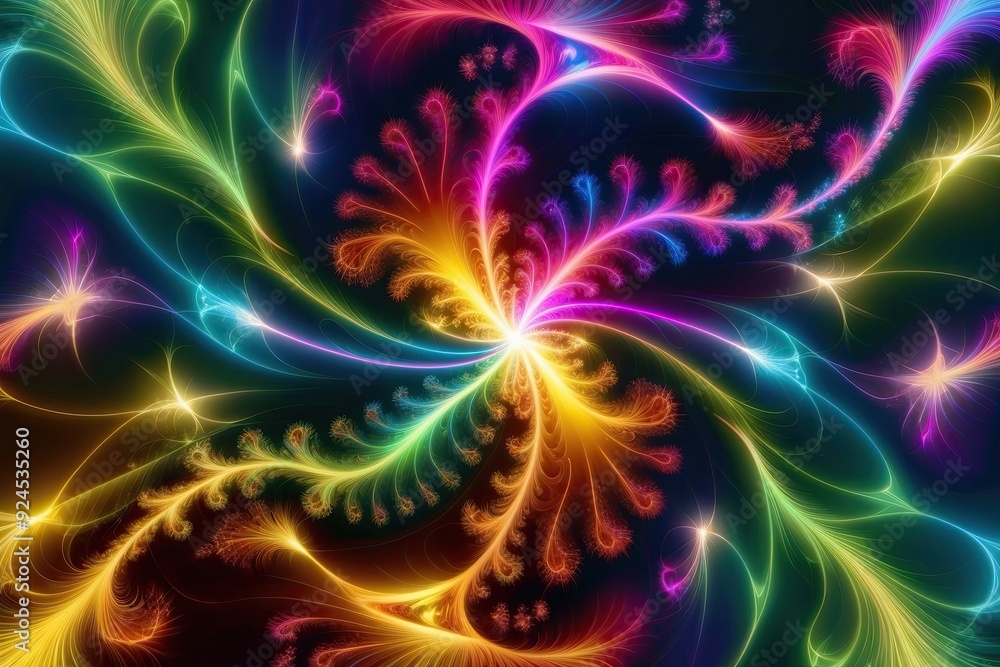 Vibrant Colorful Abstract Fractal Background with Magical Shapes and Luminous Design Vibrant Colorful Abstract Fractal Background with Magical Shapes and Luminous Design