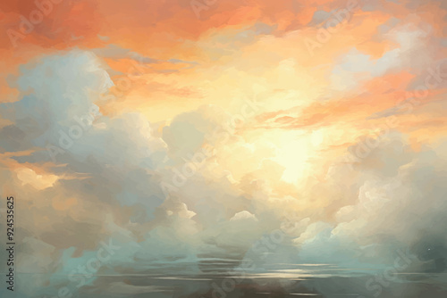 Serene sunset sky painting