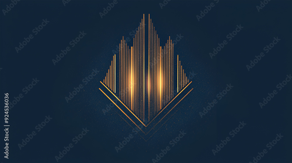 Obraz premium A stylized geometric design featuring vertical lines and glowing elements.