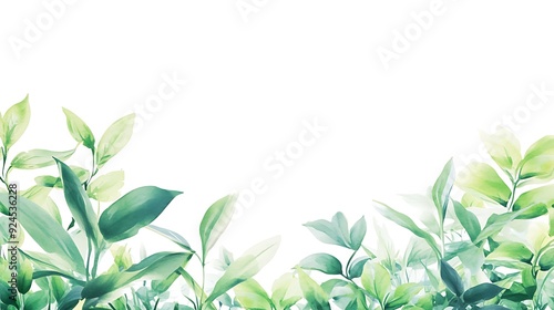 Wallpaper Mural Serene Greenery: A Beautiful Watercolor Illustration of Lush Leaves and Plants Torontodigital.ca