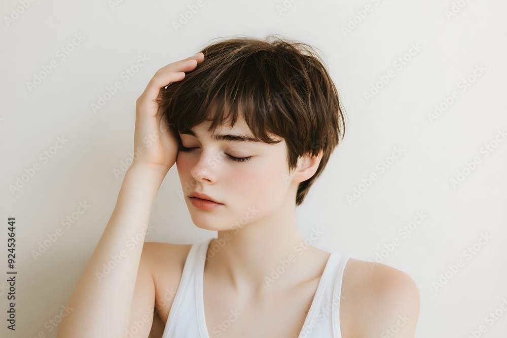 Embracing Natural Beauty: A Serene Portrait of a Young Woman Embracing Natural Beauty: A Serene Portrait of a Young Woman