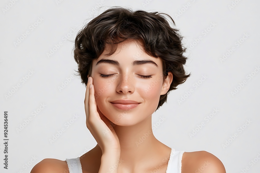 Embracing Natural Beauty: A Serene Portrait of a Young Woman Embracing Natural Beauty: A Serene Portrait of a Young Woman