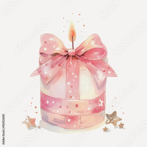 Elegant candle with pink ribbon